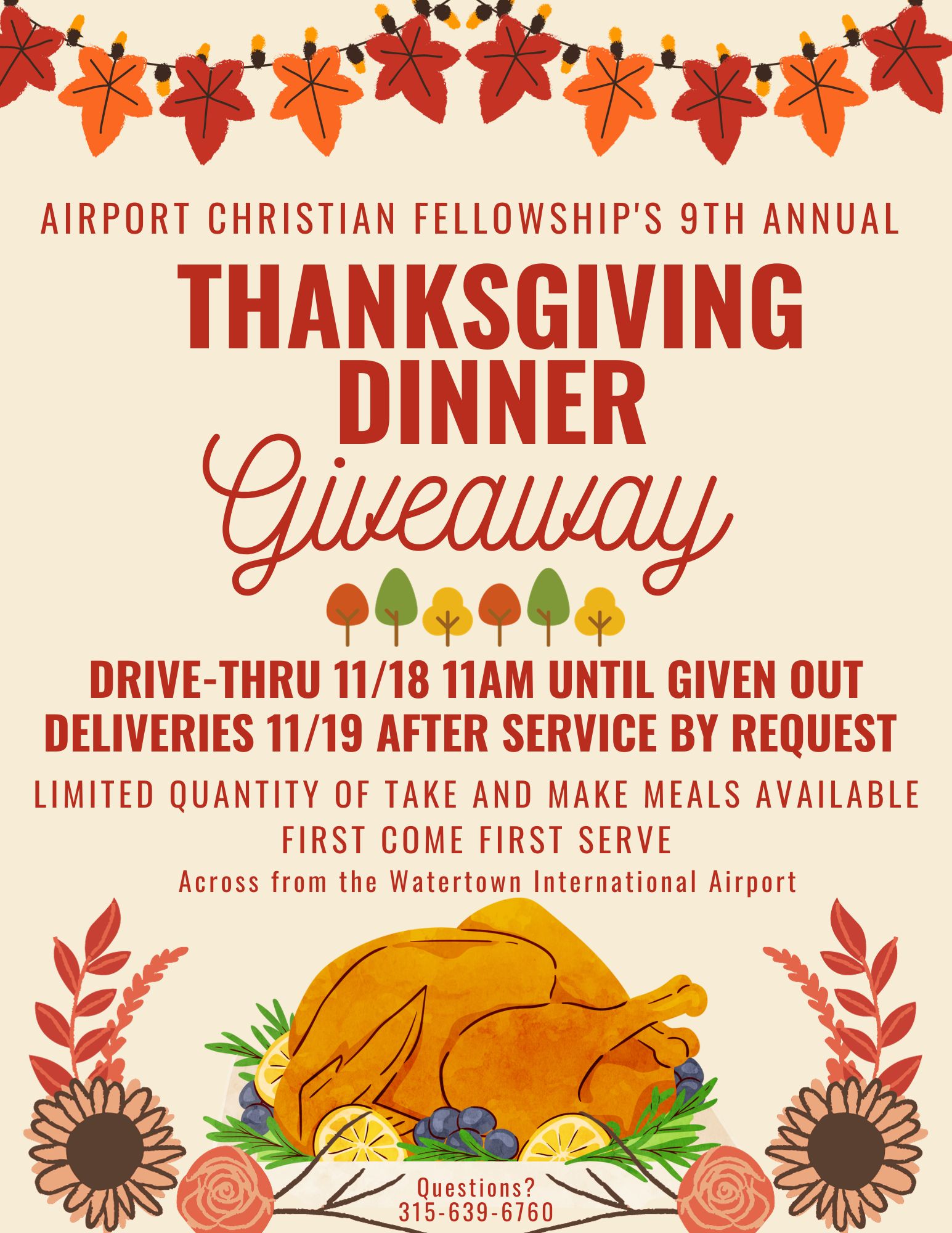 Turkey Dinner Giveaway – Airport Christian Fellowship